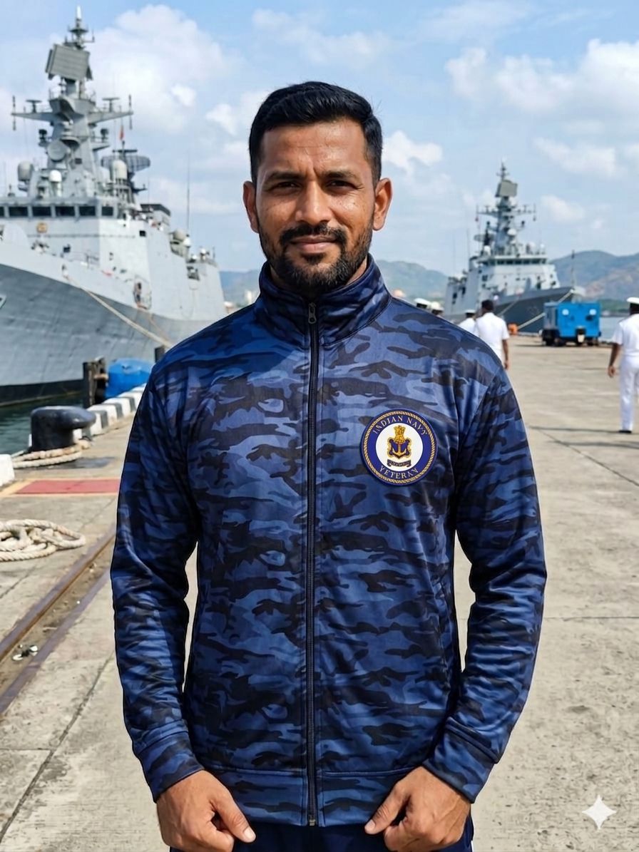 Full hands t shirt with blue camouflage pattern