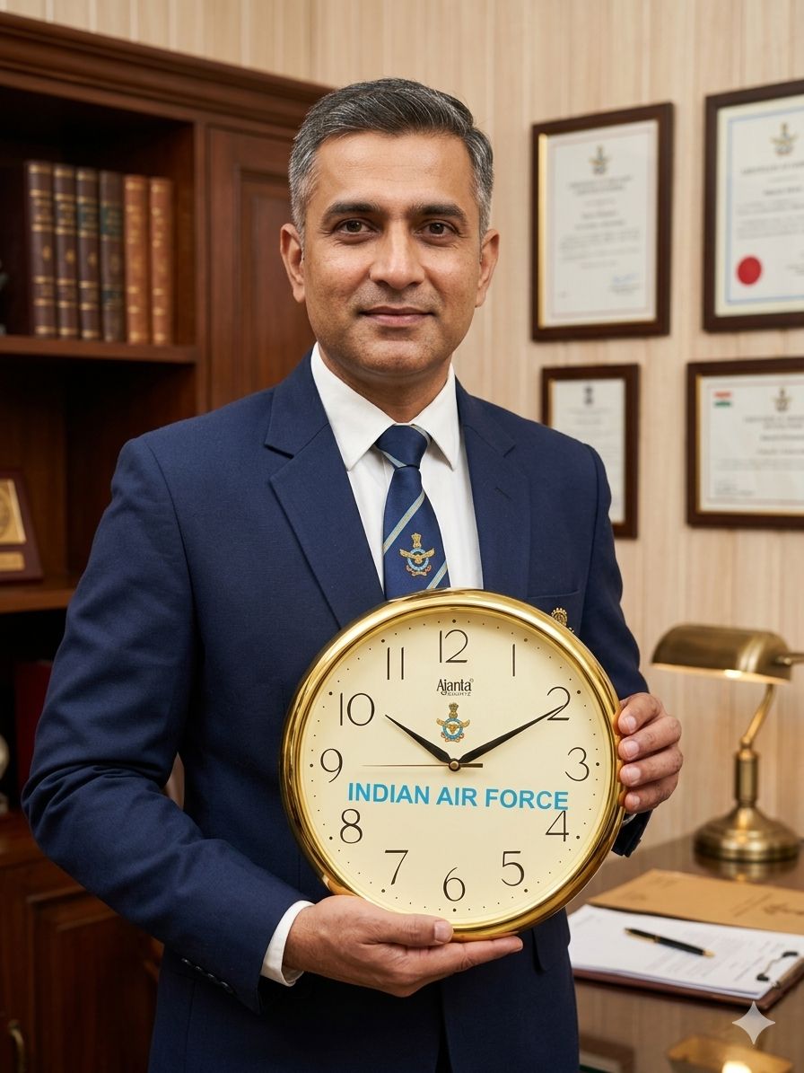 India Air force wall clock Golden rim