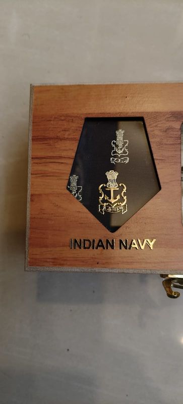Navy tie , cufflink, tie pin, lapel pin combo wooden gift box