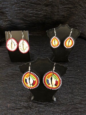 Cowrie Shell Maasai Bead Earrings