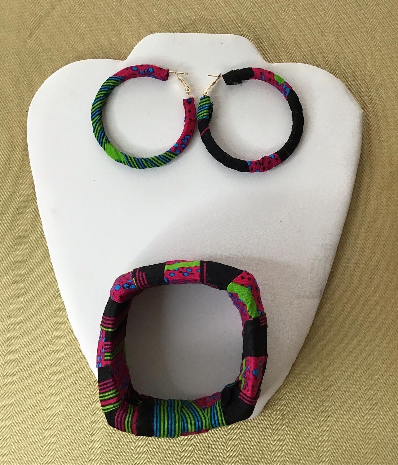 Nigeria Ankara Wide Bangle Jewelry Set