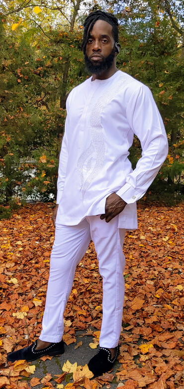 Ghana Men’s Top/Pants, White