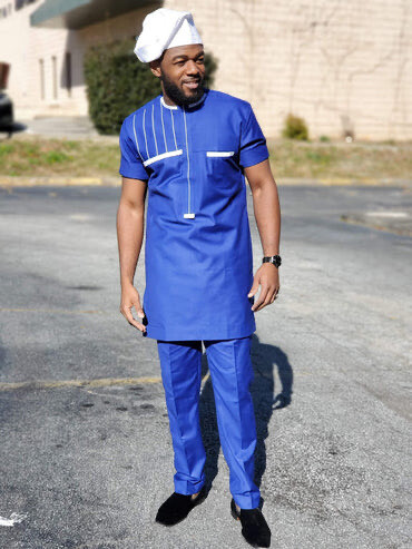 Ghana Men’s Shirt/Pants Set, Blue