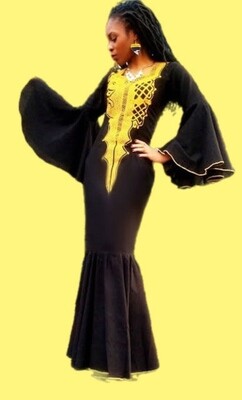 Ghana Black/Gold Mermaid Formal Dress