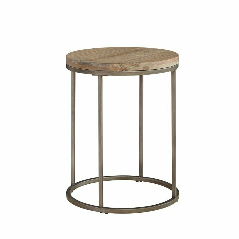 Casana Round End Table with Wire Brush Finish