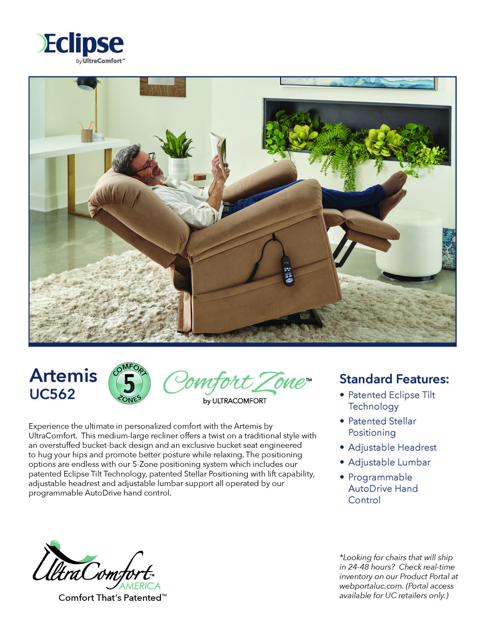 UltraComfort Artemis UC562 Power Lift Chair Recliner