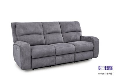 MACA 5168 Reclining Sofa with Power Headrest in Gray Fabric
