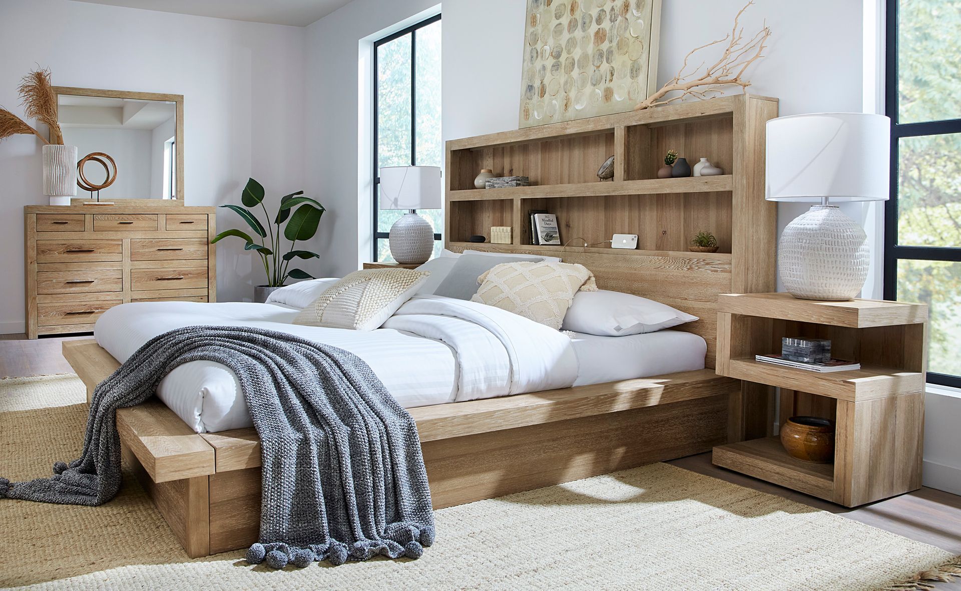 Aspen Modern Loft King Bookcase Bed