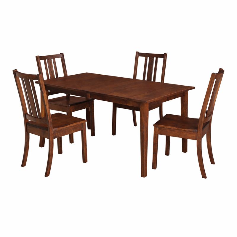 Amish Essentials Solid Cherry Leg Table with 4 Chairs
