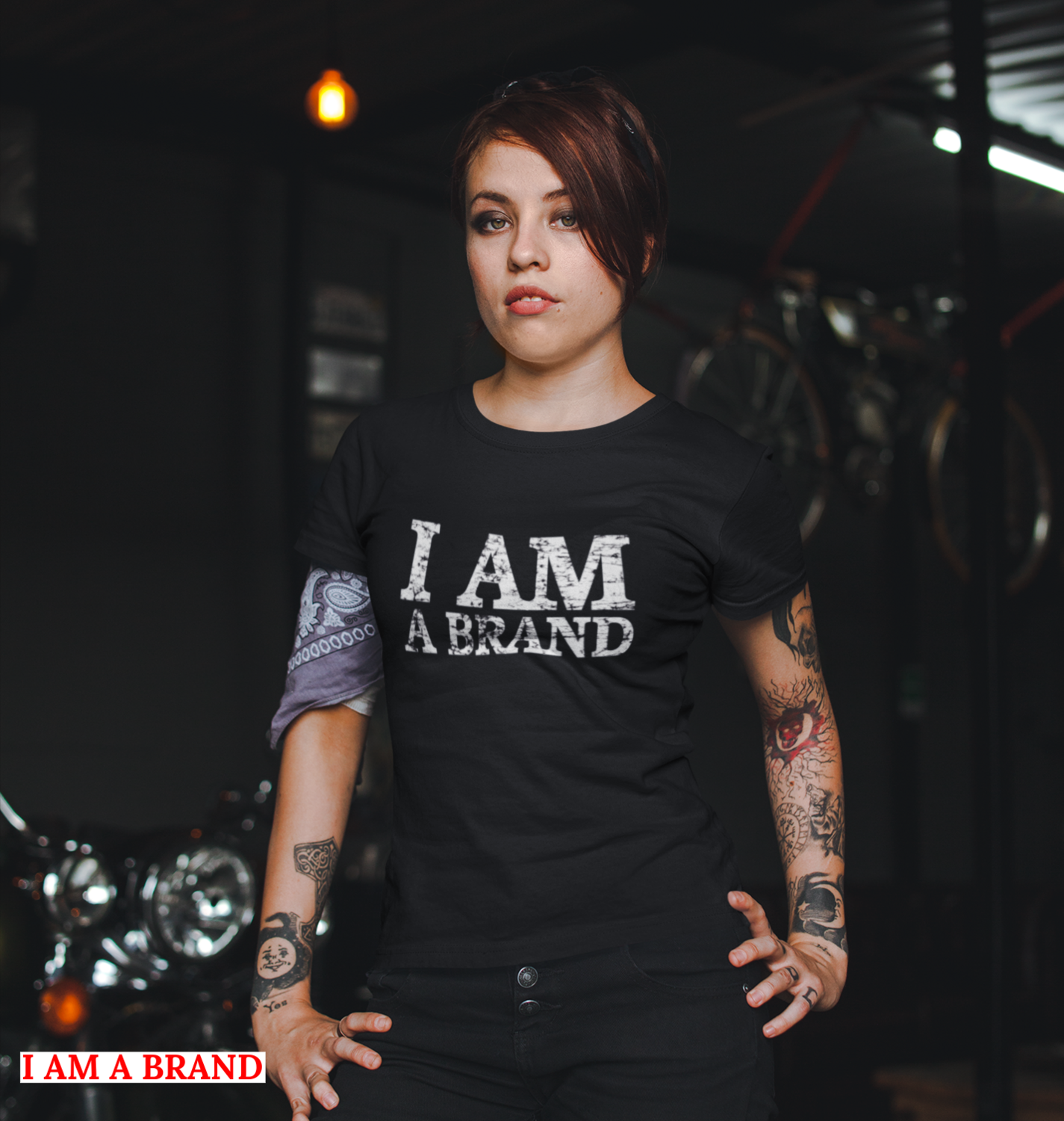 &quot;I AM A BRAND&quot; distressed Womens fitted tee