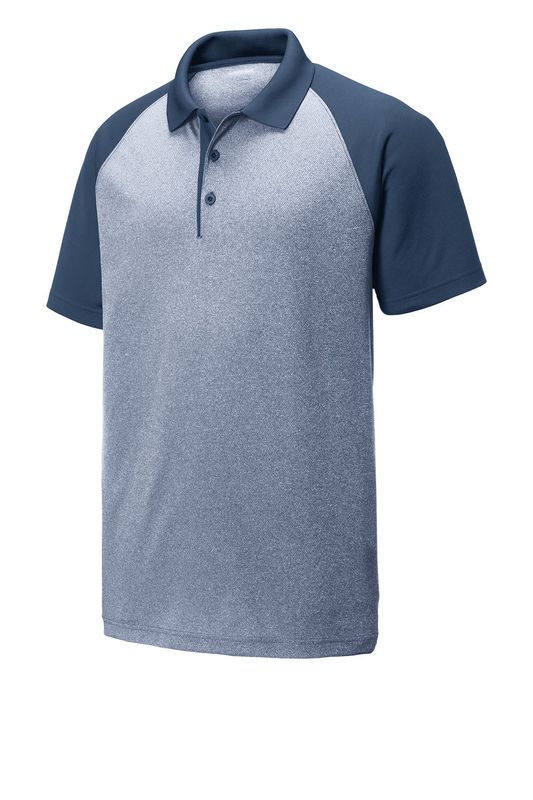 Sport-Tek  Men's PosiCharge RacerMesh Raglan Heather Block Polo  Embroidered