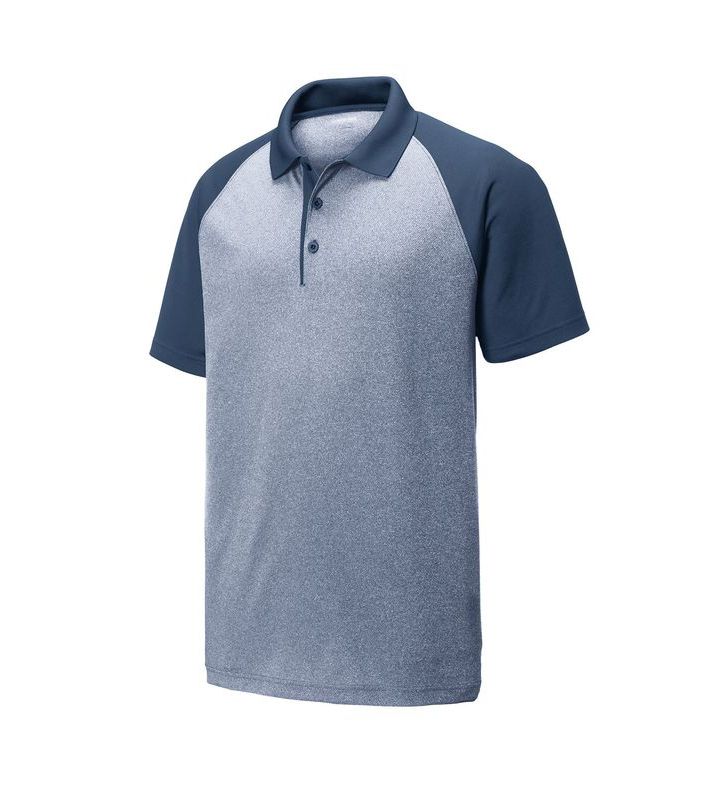 Sport-Tek  Men's PosiCharge RacerMesh Raglan Heather Block Polo  Embroidered