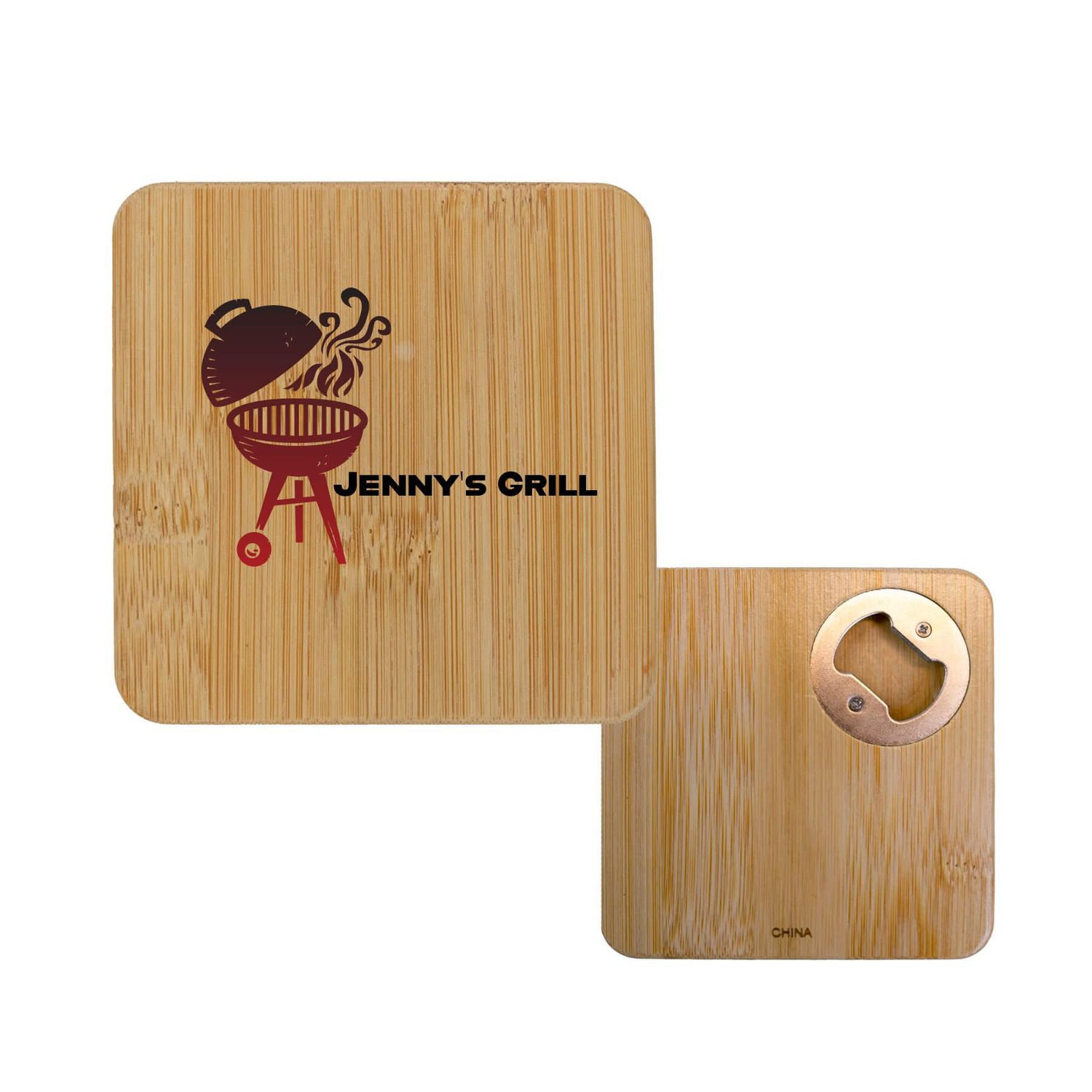 Bamboo Square Coaster & Bottle Opener Bamboo Square Coaster & Bottle Opener
