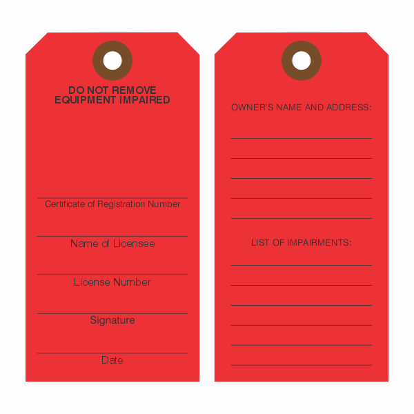 : Texas Fire Extinguisher Red Impairment Inspection Tags