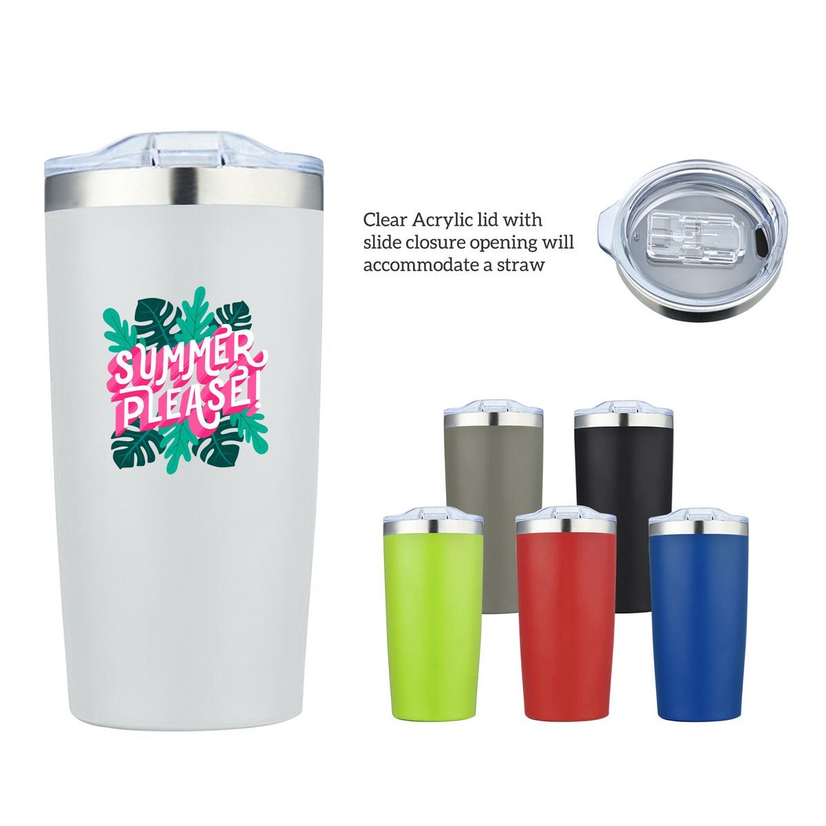 : 20 oz. Silver Rim Double Wall Vacuum Tumbler Water Bottle : 20 oz. Silver Rim Double Wall Vacuum Tumbler Water Bottle