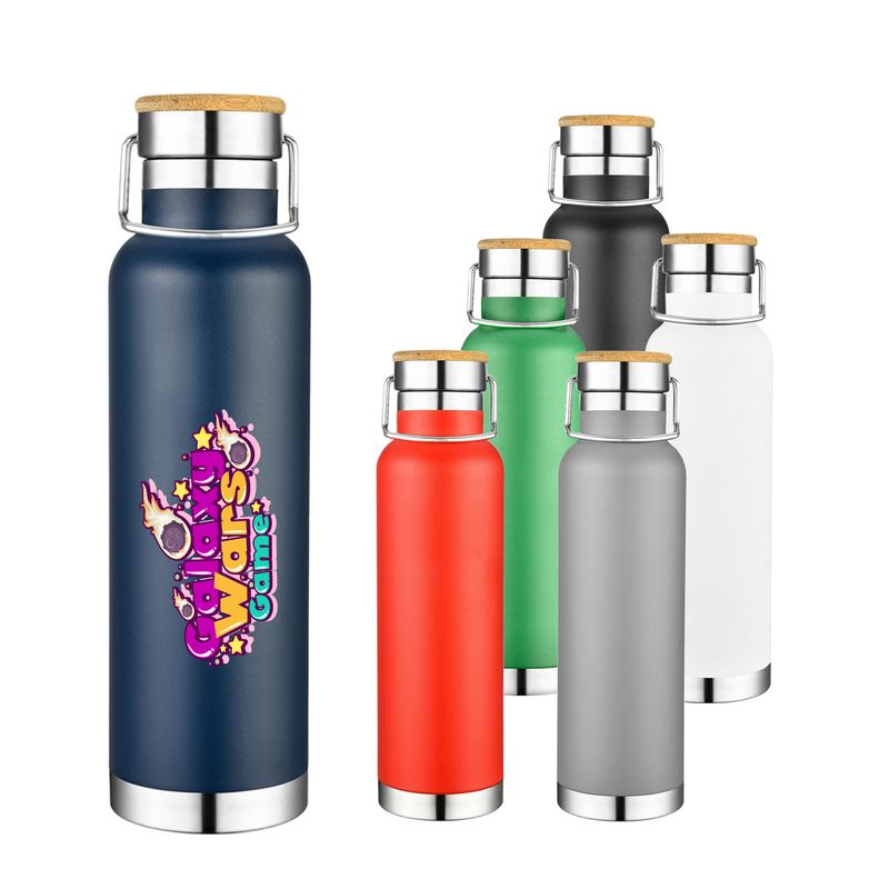 :                            22 oz. Double Wall Stainless Steel Vacuum Water Bottle/Mug w/Bamboo Lid.