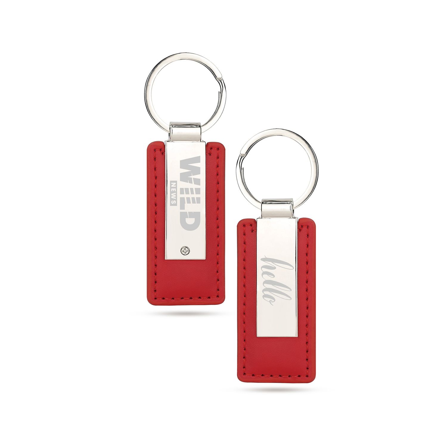 Metal Keychain With Leather