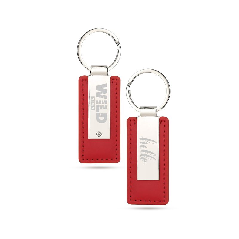 Metal Keychain With Leather