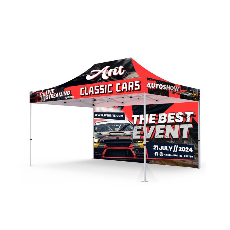 :      10' x 15' Custom Printed Pop Up Tent w/Back Full Wall