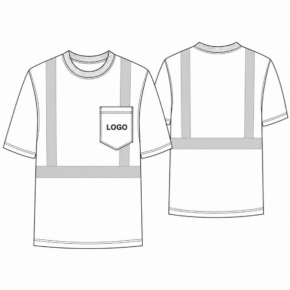 : Class 2 Short Sleeve Hi Vis Reflective Safety T-Shirt W/ Pocket : Class 2 Short Sleeve Hi Vis Reflective Safety T-Shirt W/ Pocket, Decoration Type: One Color One Side