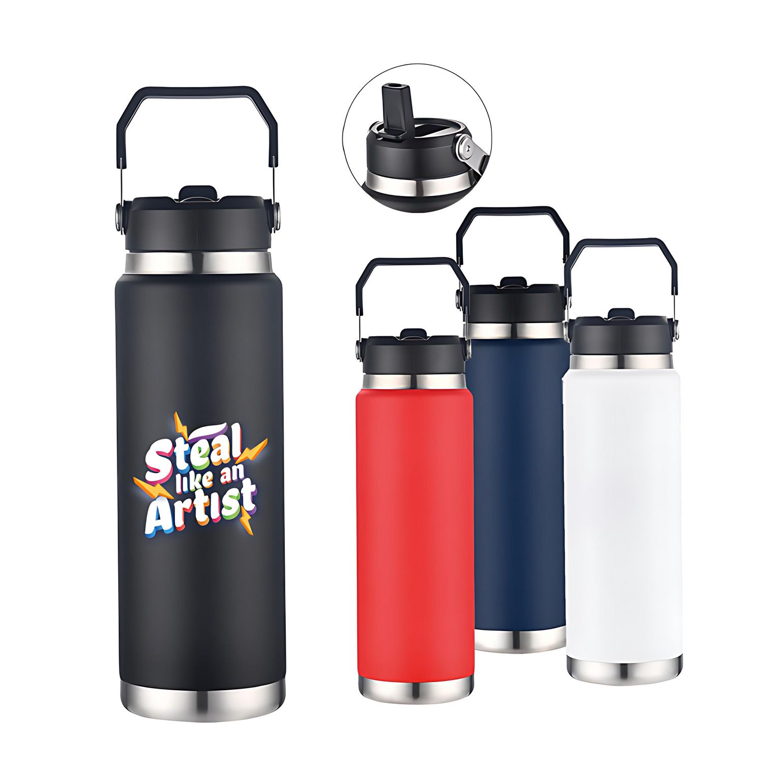 : 30 oz. Vacuum Bottle with Built-in Strawand Carry Handle. : 30 oz. Vacuum Bottle with Built-in Strawand Carry Handle.