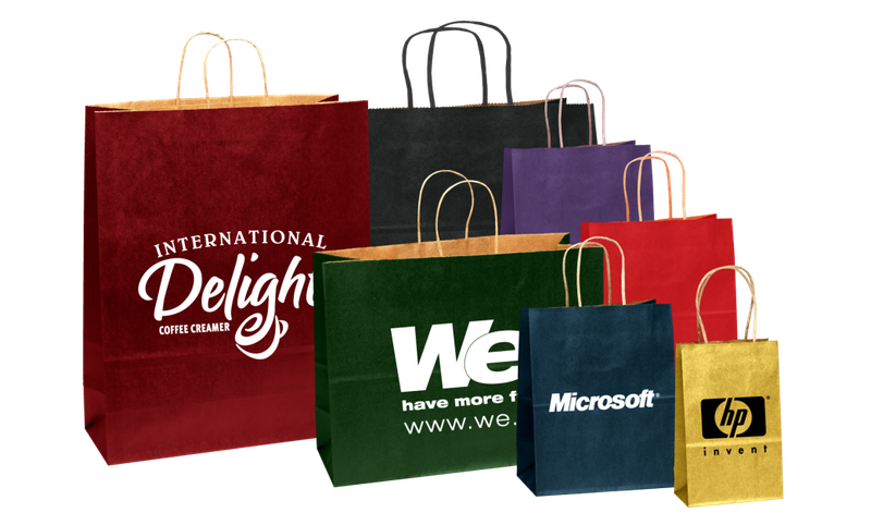 :         Colored Twisted Paper Shoppers