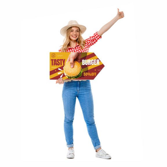 : Arrow Directional Signs, Size: 2' x 1', Material: 4mm Corrugated Plastic, Sides: Front Only