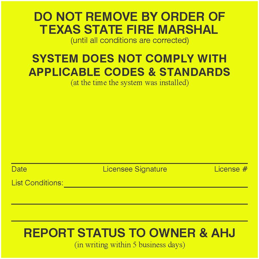 : Texas Alarm System Yellow Record Labels : Texas Alarm System Yellow Record Labels