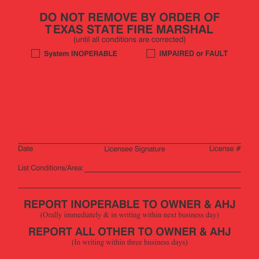 : Texas Alarm System Red Impaired Record Labels : Texas Alarm System Red Impaired Record Labels