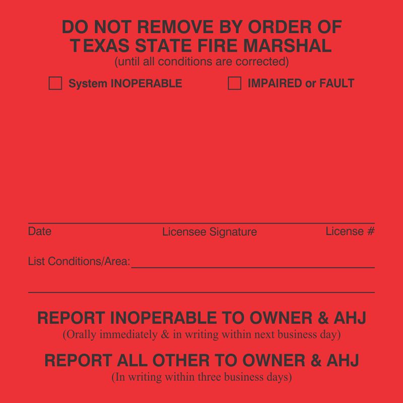 : Texas Alarm System Red Impaired Record Labels