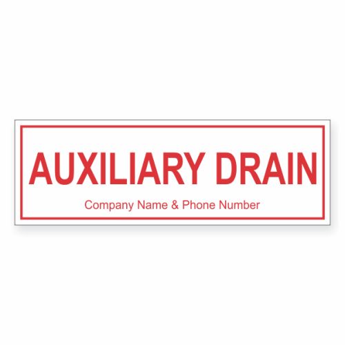 : Auxiliary Drain Sprinkler ID Signs .024 Aluminum : Auxiliary Drain Sprinkler ID Signs .024 Aluminum