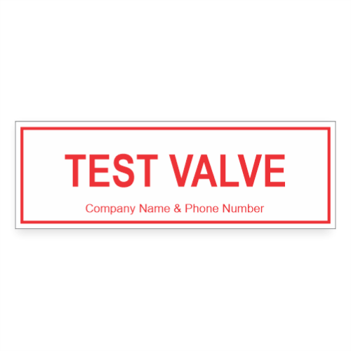 : Test Valve Sprinkler ID Signs