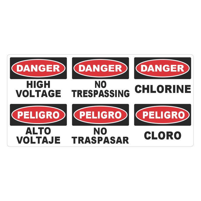 :         3-in-1 Danger Sign High Voltage, No Trespassing, Chlorine