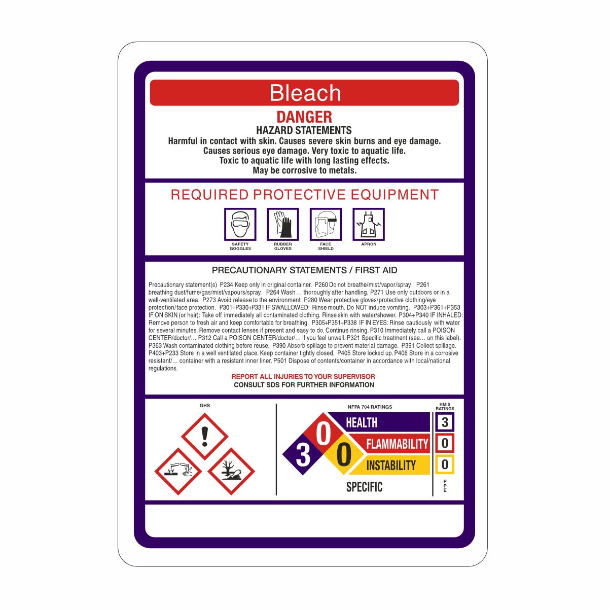 : Bleach Hazard Statement : Bleach Hazard Statement