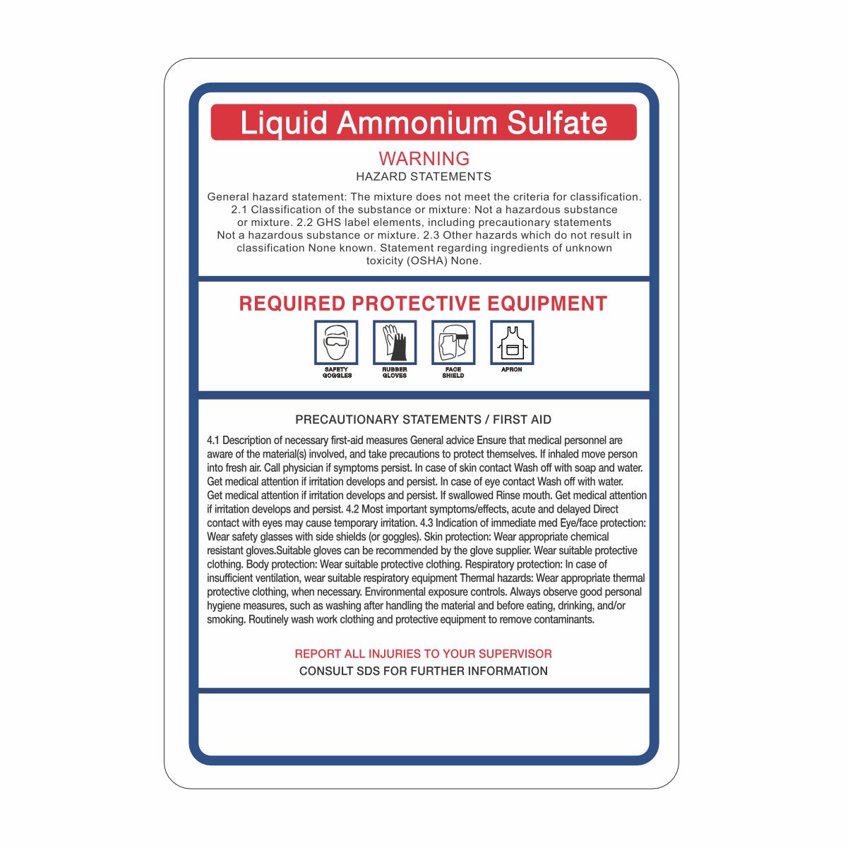 : Liquid Ammonium Sulfate Hazard Statement : Liquid Ammonium Sulfate Hazard Statement
