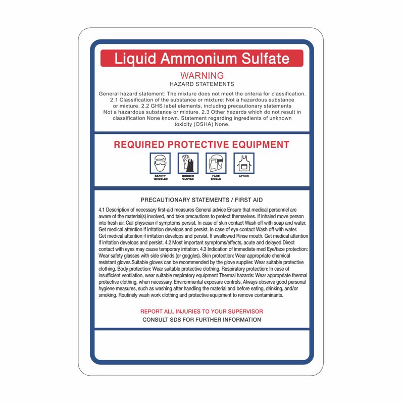 :        Liquid Ammonium Sulfate Hazard Statement