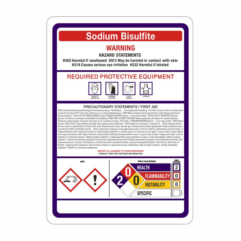 :        Sodium Bisulfite Hazard Statement