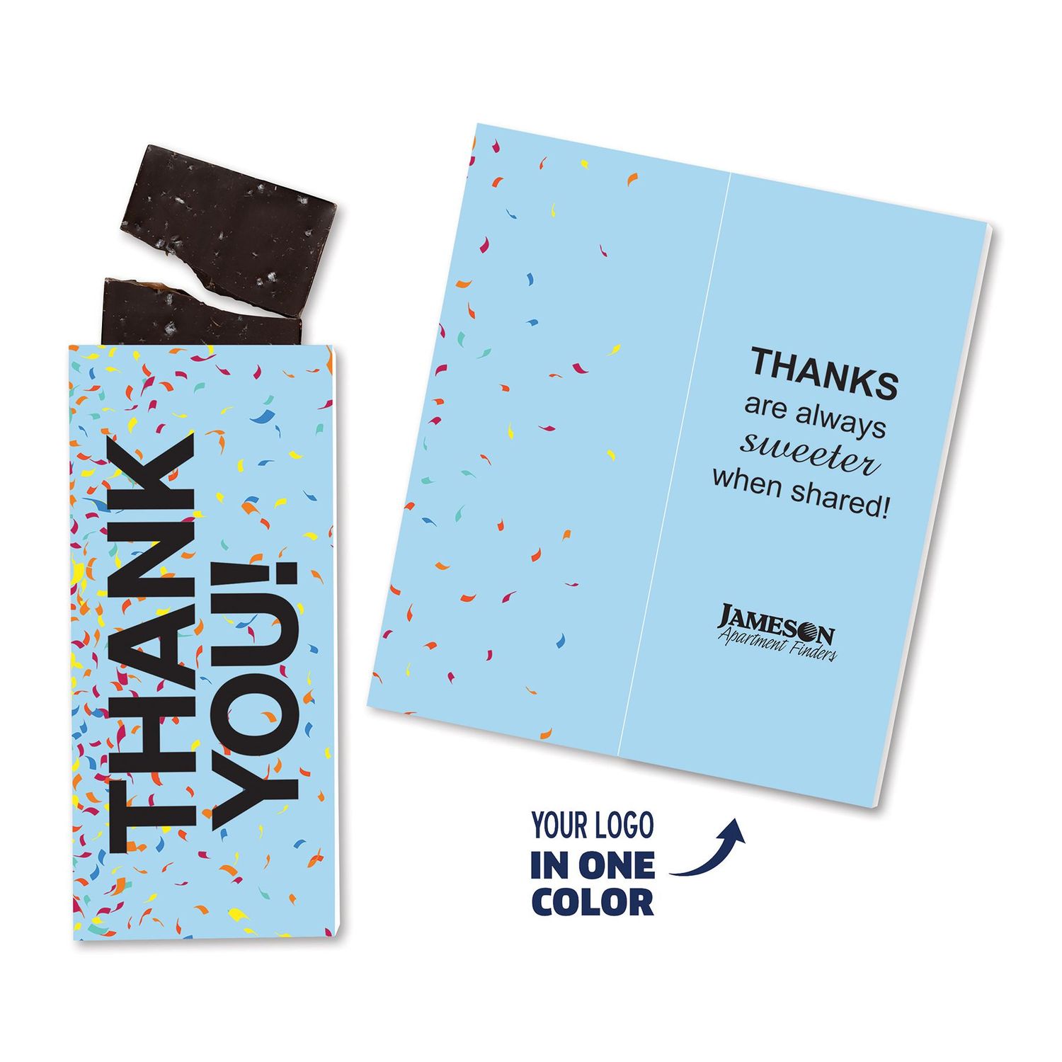 One Color Foil-Stamped Stock Snowman Sweeter Cards with Sea Salt Caramel Chocolate Bar