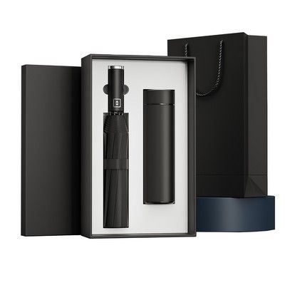 Auto Open Umbrella Tumbler Gift Set Auto Open Umbrella Tumbler Gift Set, Color Options: Black