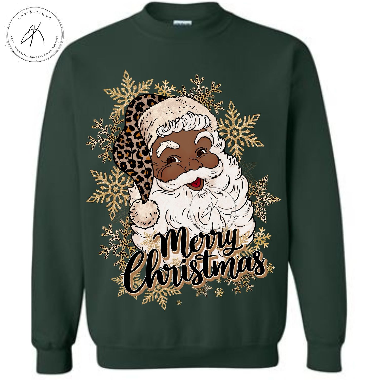 Leopard Santa Merry Christmas Sweatshirt