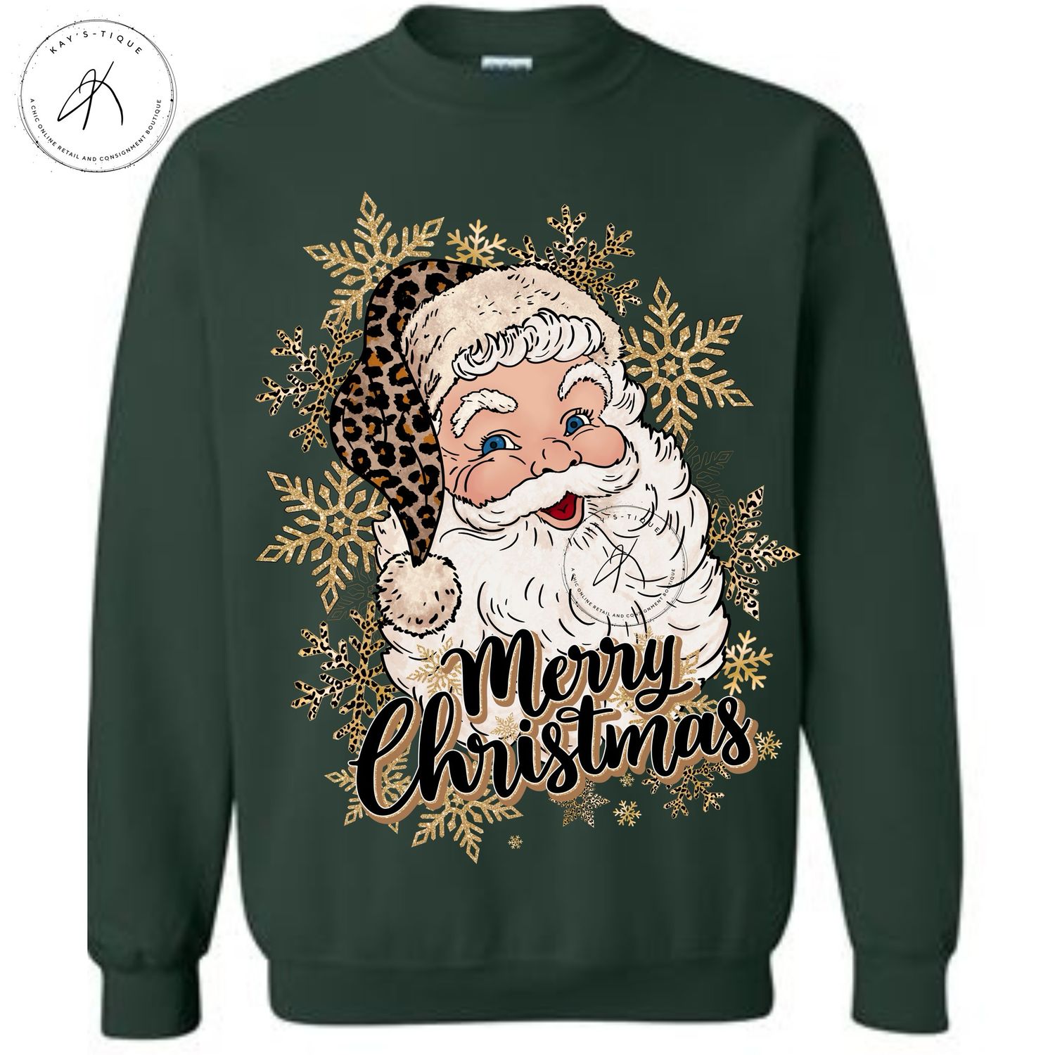 Leopard Santa Merry Christmas Sweatshirt