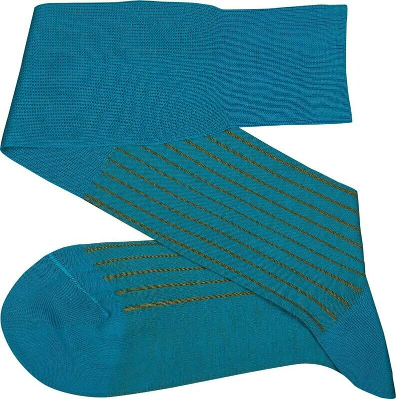 Chaussettes Lignées Turquoise/Moutarde