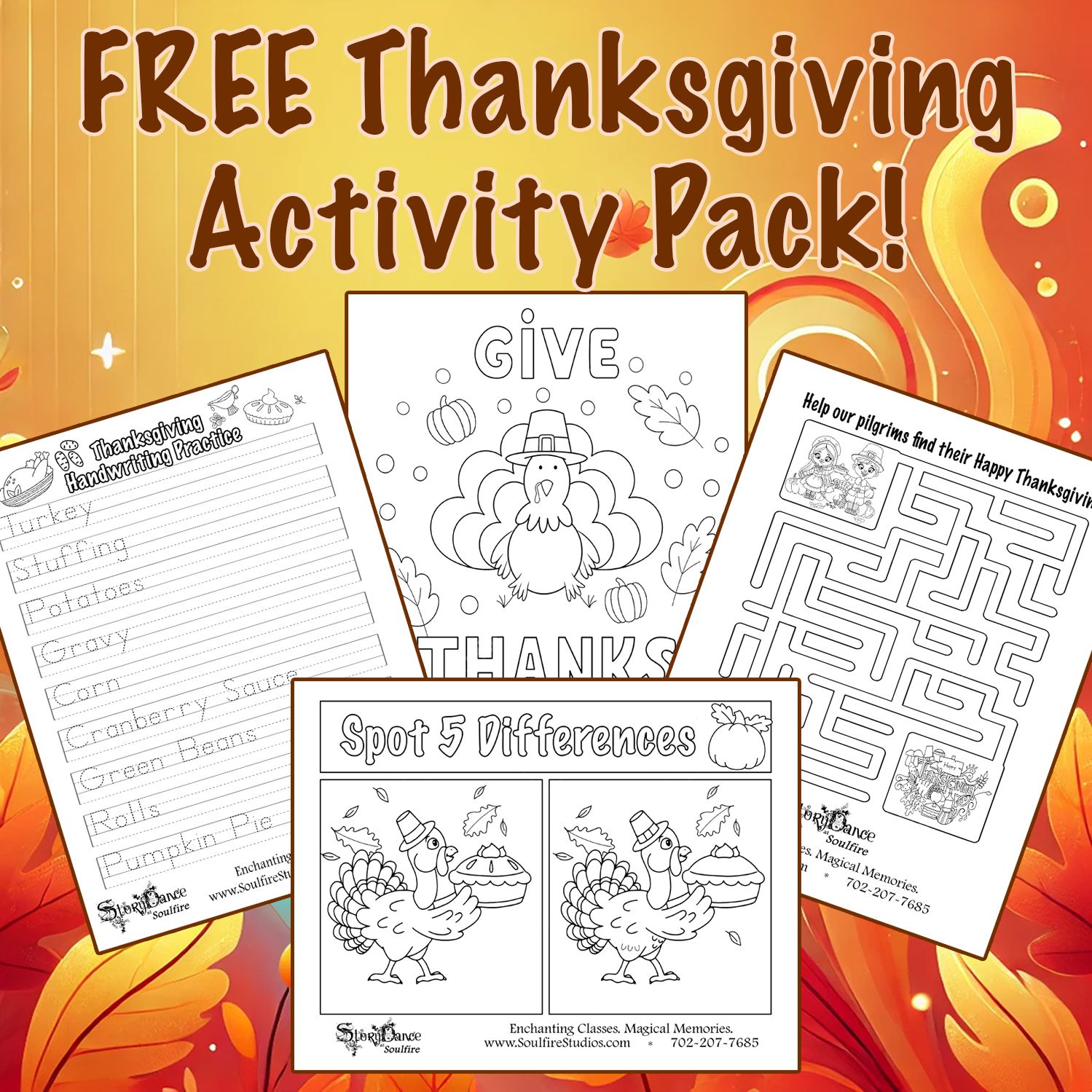Free Thanksgiving Activity Pack!