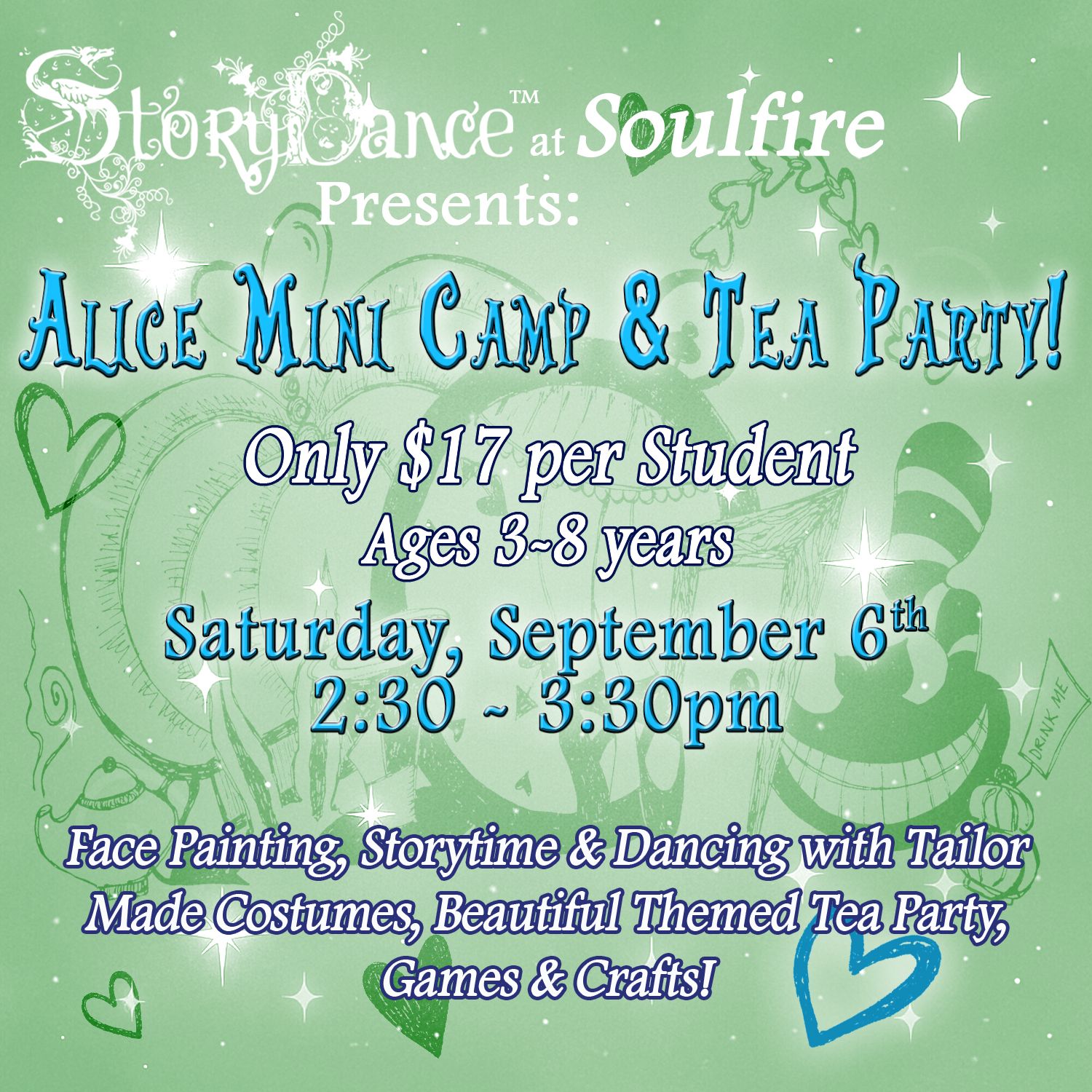 Saturday September 6th Alice in Wonderland Mini Camp & Tea Party