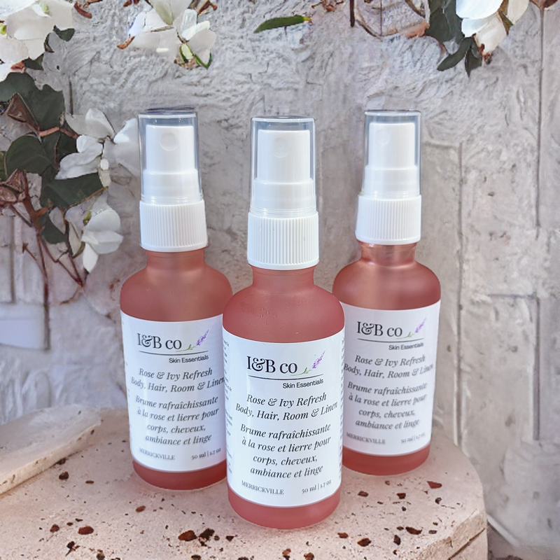 Brume rafraîchissante à la rose et lierre pour corps, cheveux, ambiance et linge