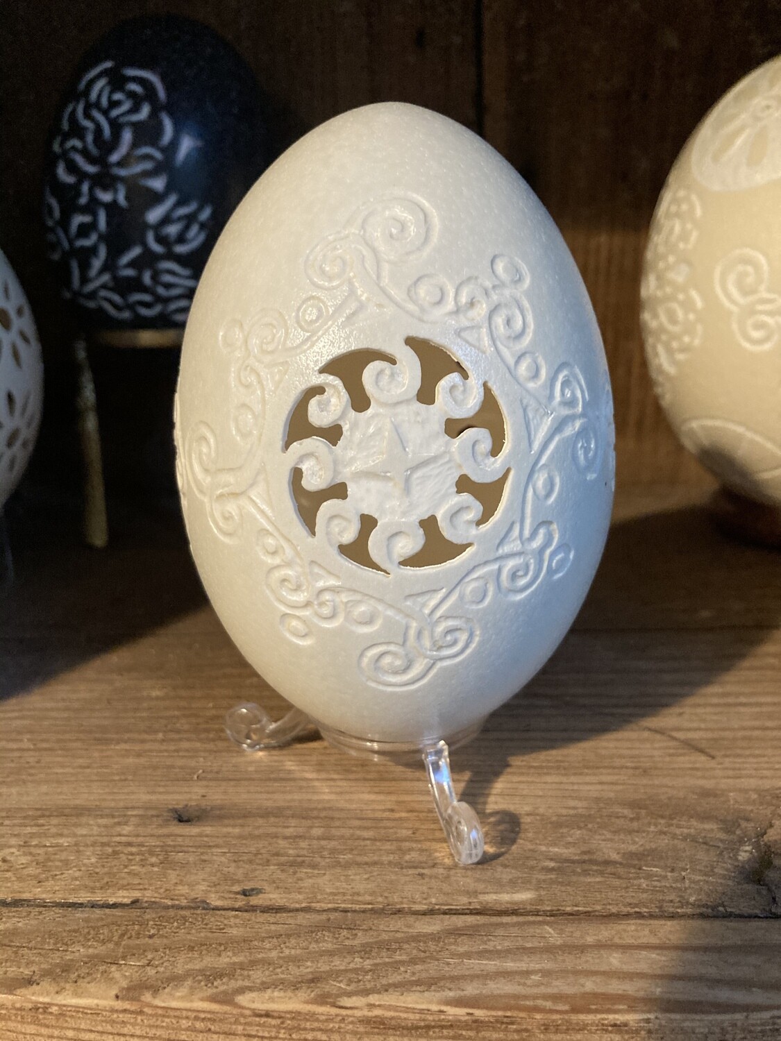 Etched and carved Rhea Egg