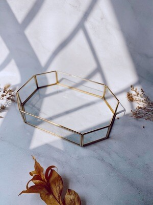 AMBER | Brass Tray Storage Hiasan Dekorasi Ruangan •Kotak Kaca•
