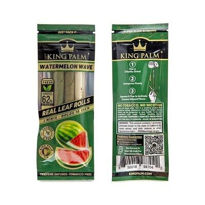 King Palm Watermelon Wave Hand Rolled Leaf 2 mini (1g) rolls pack