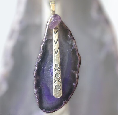 Purple agate and plated silver