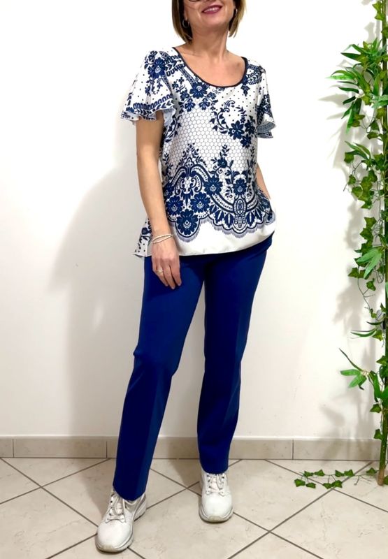 CASACCA BLUSA in raso fantasia stampata pizzo